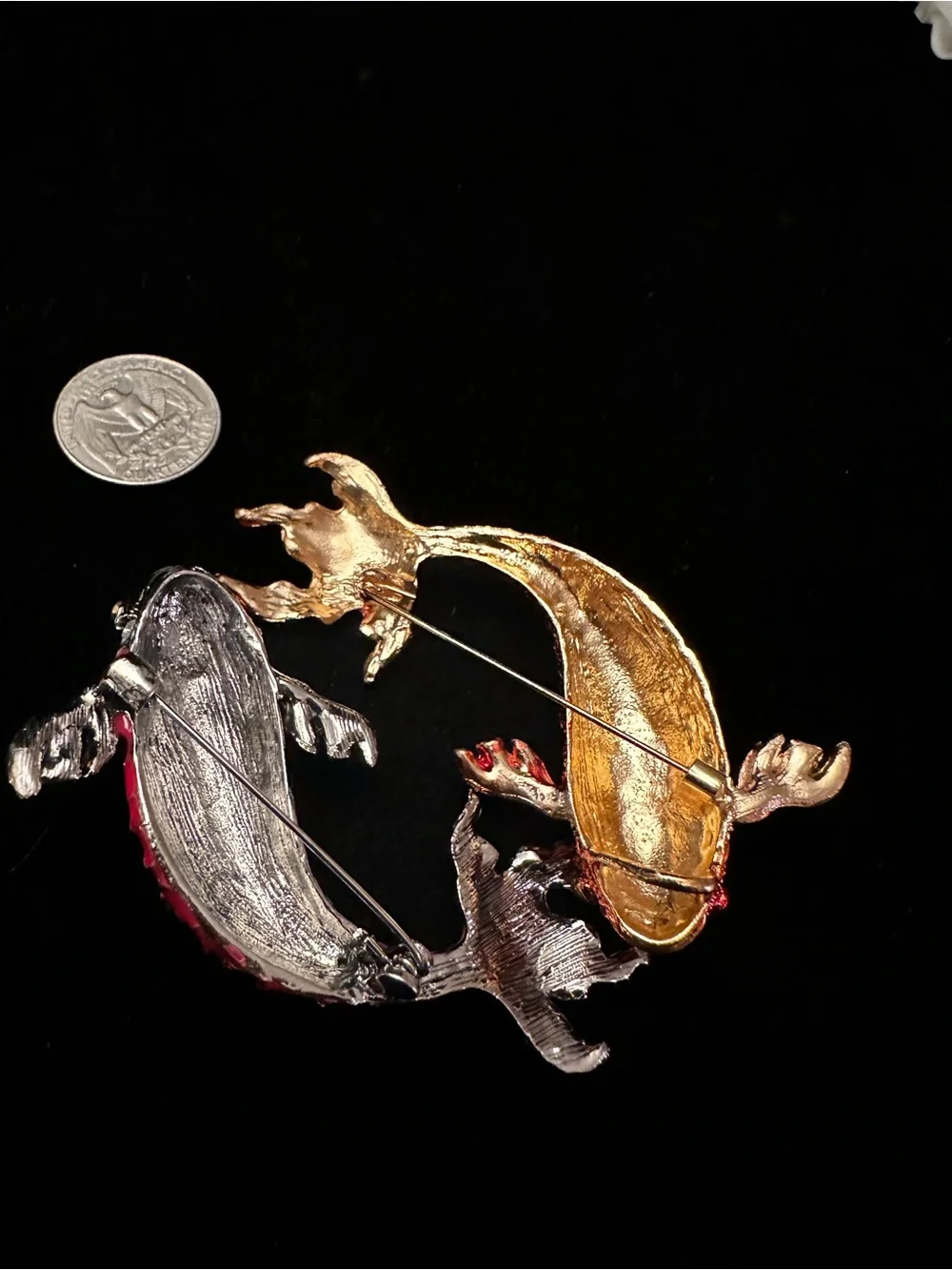 Decorative Koi Fish Red & Orange extra large brooch set of 2